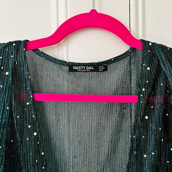 sheer teal sequin romper - Picture 2 of 9